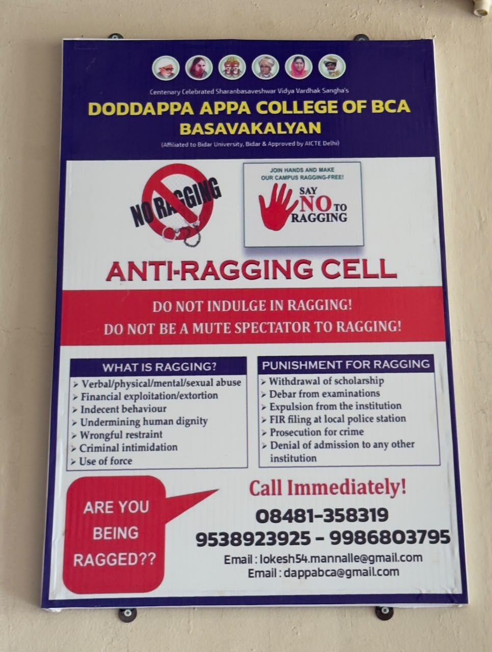 Anti Ragging Awareness Poster